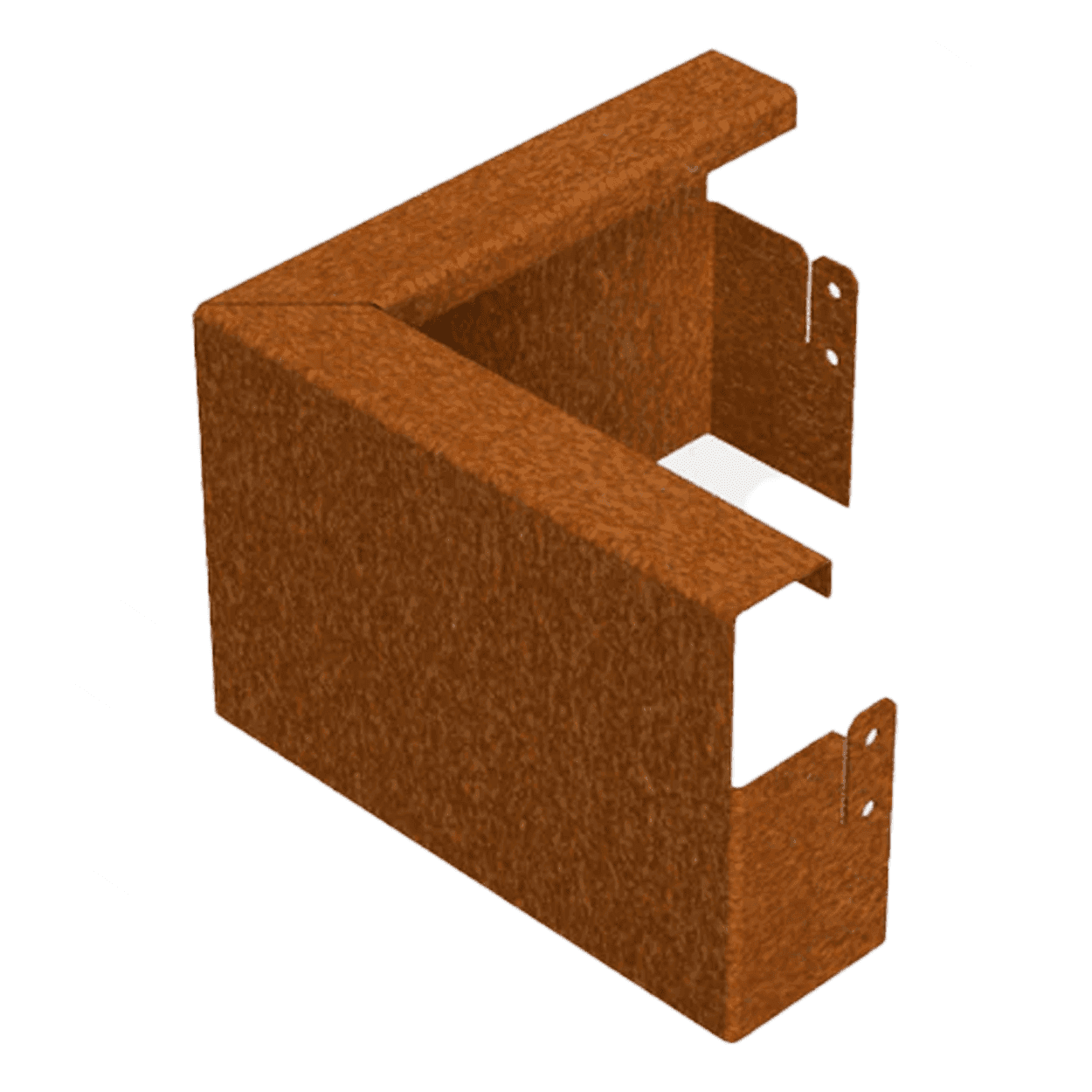 Binnenhoek 90 graden cortenstaal tbv borderrand omgezette rand 30x30x20cm