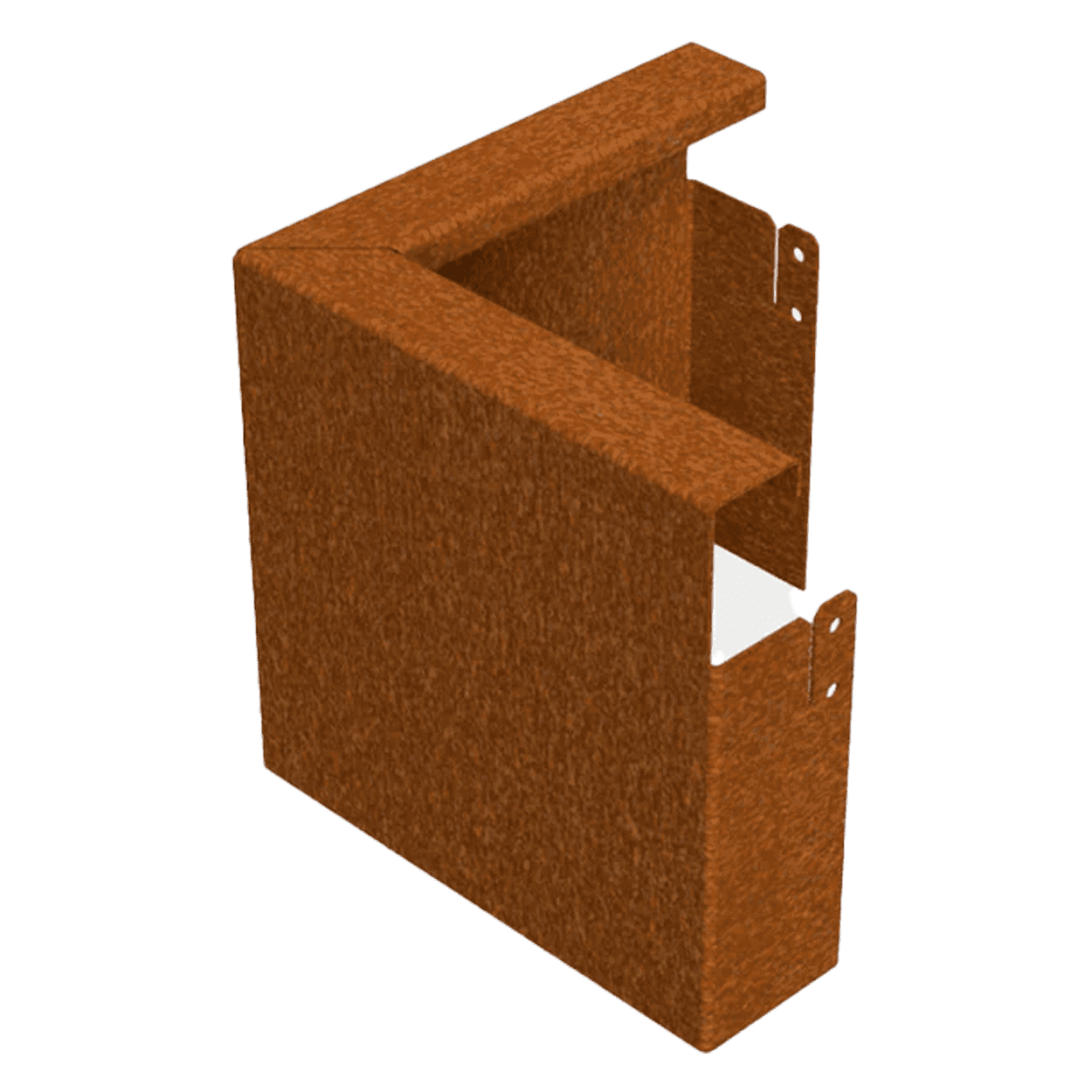 Binnenhoek 90 graden cortenstaal tbv borderrand omgezette rand 30x30x25cm