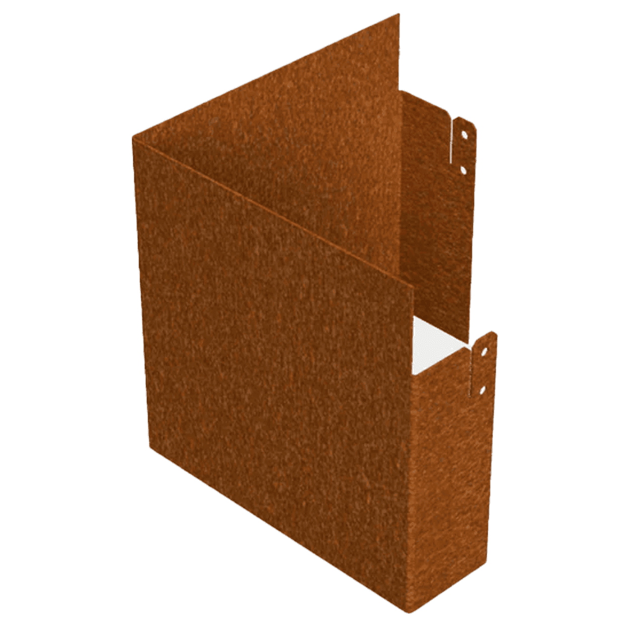 Binnenhoek 90 graden cortenstaal tbv borderrand vlak 30x30x30cm