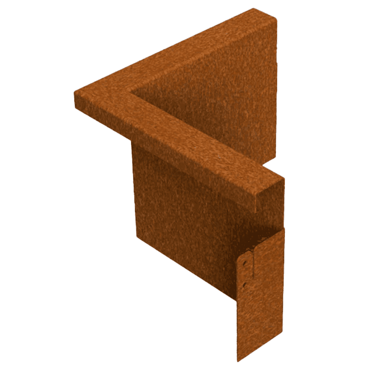 Buitenhoek 90 graden cortenstaal tbv borderrand omgezette rand 30x30x25cm