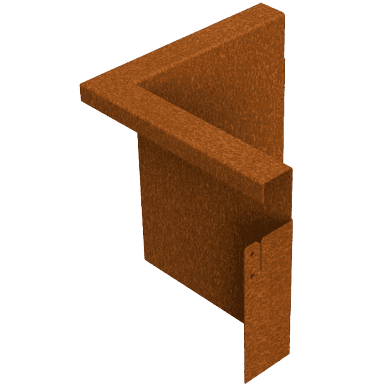 Buitenhoek 90 graden cortenstaal tbv borderrand omgezette rand 30x30x30cm