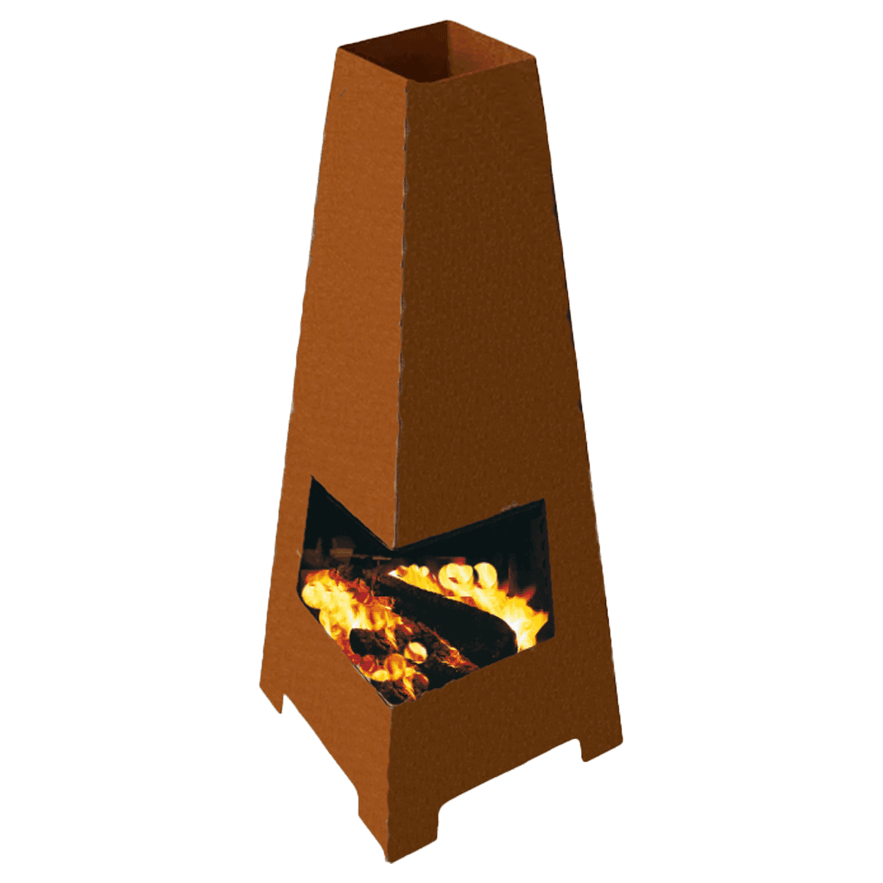 Vuurhaard model Pyramide cortenstaal